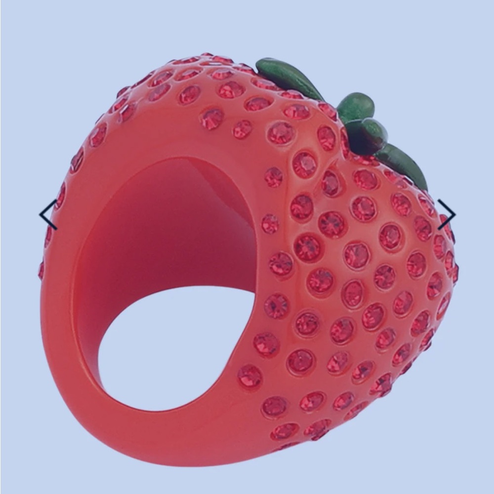 Betsey Johnson Red Strawberry Crystal Cocktail Ring